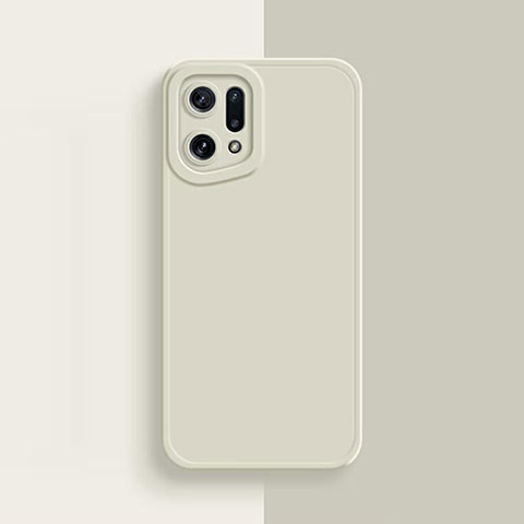 Custodia Silicone Ultra Sottile Morbida 360 Gradi Cover S02 per Oppo Find X5 5G Bianco