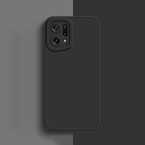 Custodia Silicone Ultra Sottile Morbida 360 Gradi Cover S02 per Oppo Find X5 Pro 5G Nero