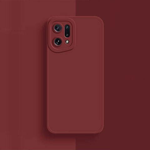 Custodia Silicone Ultra Sottile Morbida 360 Gradi Cover S02 per Oppo Find X5 Pro 5G Rosso