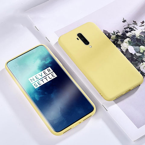 Custodia Silicone Ultra Sottile Morbida 360 Gradi Cover S03 per OnePlus 7T Pro Giallo