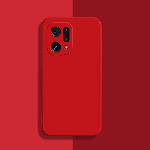 Custodia Silicone Ultra Sottile Morbida 360 Gradi Cover S03 per Oppo Find X5 5G Rosso