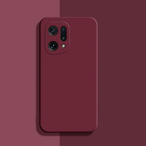 Custodia Silicone Ultra Sottile Morbida 360 Gradi Cover S03 per Oppo Find X5 5G Rosso Rosa