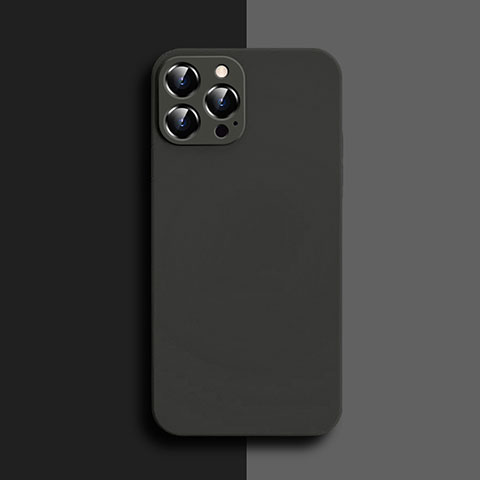 Custodia Silicone Ultra Sottile Morbida 360 Gradi Cover S04 per Apple iPhone 15 Pro Max Nero