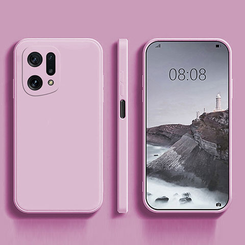 Custodia Silicone Ultra Sottile Morbida 360 Gradi Cover S04 per Oppo Find X5 5G Lavanda