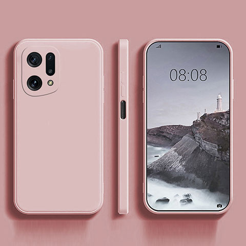 Custodia Silicone Ultra Sottile Morbida 360 Gradi Cover S04 per Oppo Find X5 5G Rosa