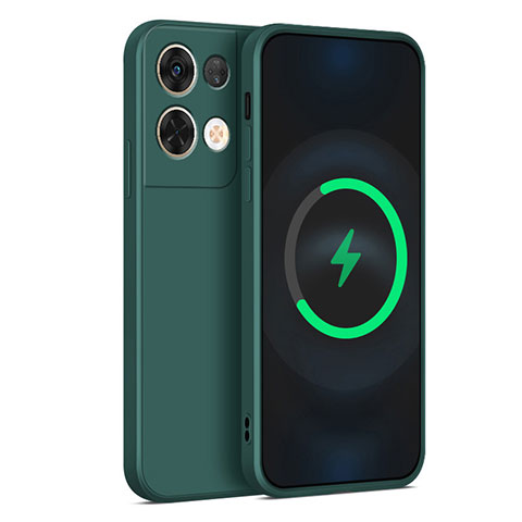 Custodia Silicone Ultra Sottile Morbida 360 Gradi Cover S04 per Oppo Reno8 Pro 5G Verde Notte