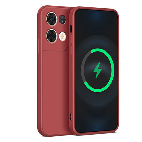 Custodia Silicone Ultra Sottile Morbida 360 Gradi Cover S04 per Oppo Reno9 Pro 5G Rosso