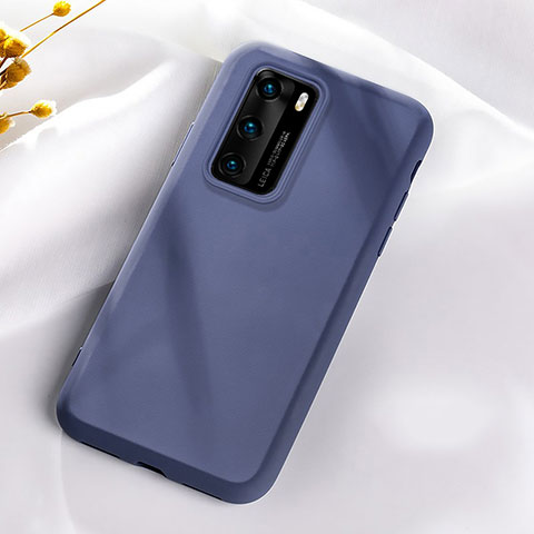 Custodia Silicone Ultra Sottile Morbida 360 Gradi Cover S07 per Huawei P40 Blu