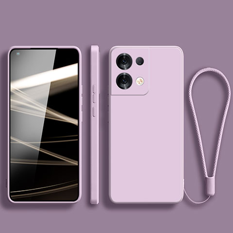 Custodia Silicone Ultra Sottile Morbida 360 Gradi Cover S07 per Oppo Reno8 Pro+ Plus 5G Lavanda