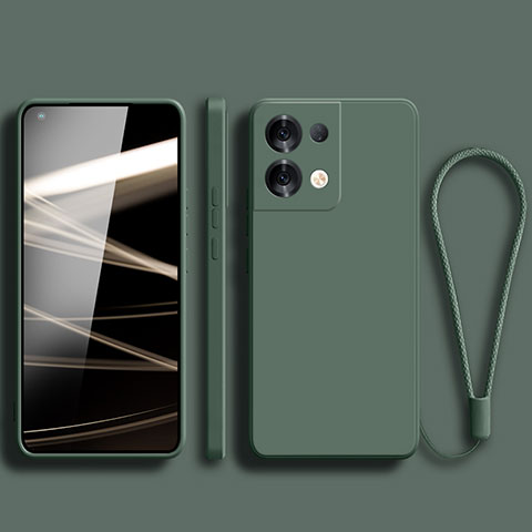 Custodia Silicone Ultra Sottile Morbida 360 Gradi Cover S07 per Oppo Reno8 Pro+ Plus 5G Verde Notte