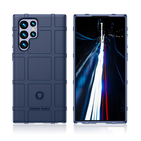 Custodia Silicone Ultra Sottile Morbida 360 Gradi Cover S07 per Samsung Galaxy S21 Ultra 5G Blu