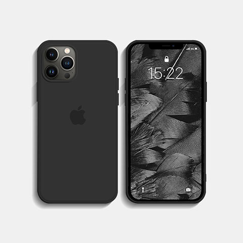 Custodia Silicone Ultra Sottile Morbida 360 Gradi Cover S08 per Apple iPhone 13 Pro Nero