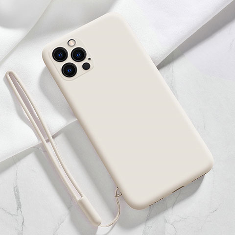 Custodia Silicone Ultra Sottile Morbida 360 Gradi Cover S09 per Apple iPhone 13 Pro Max Bianco