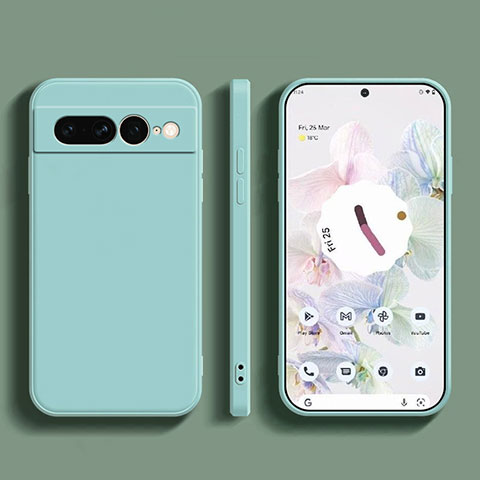 Custodia Silicone Ultra Sottile Morbida 360 Gradi Cover YK1 per Google Pixel 7 Pro 5G Azzurro