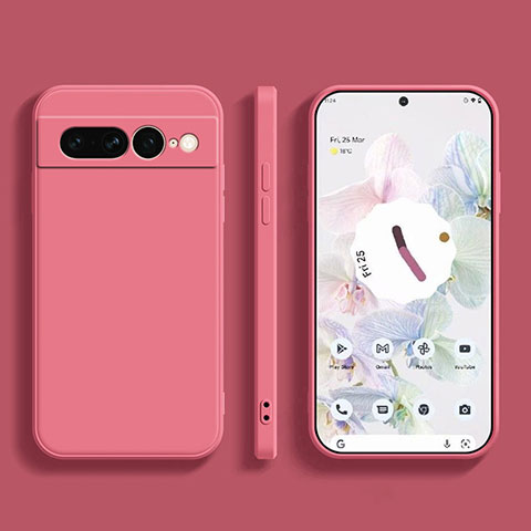 Custodia Silicone Ultra Sottile Morbida 360 Gradi Cover YK1 per Google Pixel 7 Pro 5G Rosso Rosa