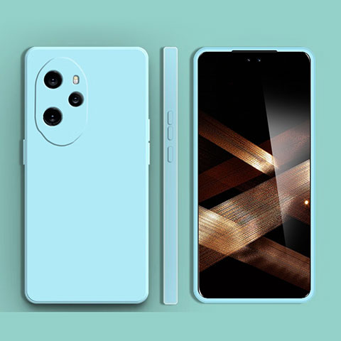 Custodia Silicone Ultra Sottile Morbida 360 Gradi Cover YK1 per Huawei Honor 100 Pro 5G Ciano