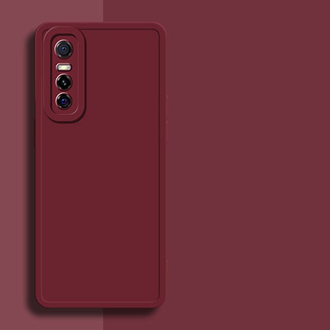 Custodia Silicone Ultra Sottile Morbida 360 Gradi Cover YK1 per Vivo Y73s 5G Rosso