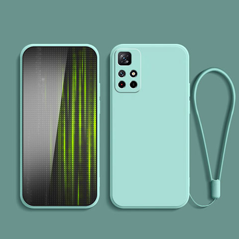 Custodia Silicone Ultra Sottile Morbida 360 Gradi Cover YK2 per Xiaomi Poco M4 Pro 5G Ciano