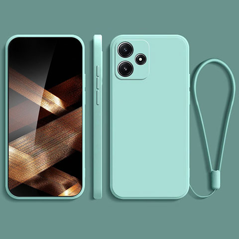 Custodia Silicone Ultra Sottile Morbida 360 Gradi Cover YK2 per Xiaomi Poco M6 Pro 5G Ciano