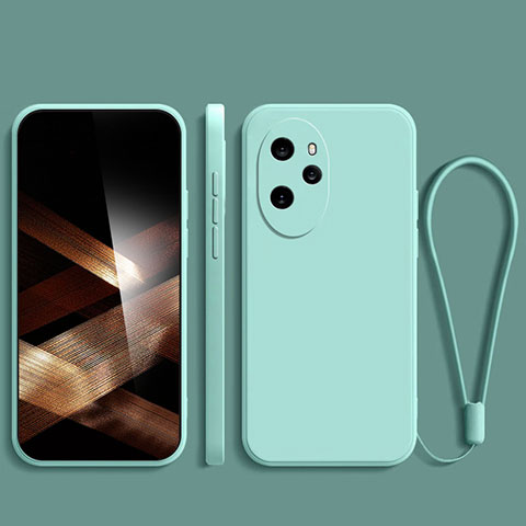 Custodia Silicone Ultra Sottile Morbida 360 Gradi Cover YK3 per Huawei Honor 100 Pro 5G Ciano