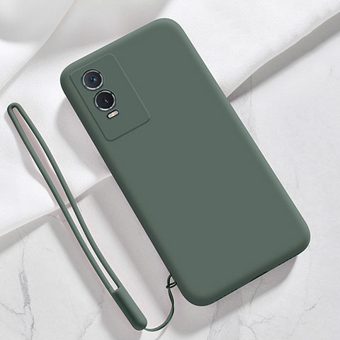 Custodia Silicone Ultra Sottile Morbida 360 Gradi Cover YK3 per Vivo Y74s 5G Verde Notte