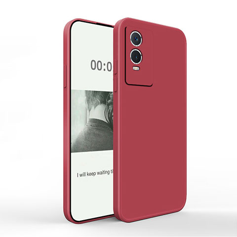 Custodia Silicone Ultra Sottile Morbida 360 Gradi Cover YK4 per Vivo Y74s 5G Rosso