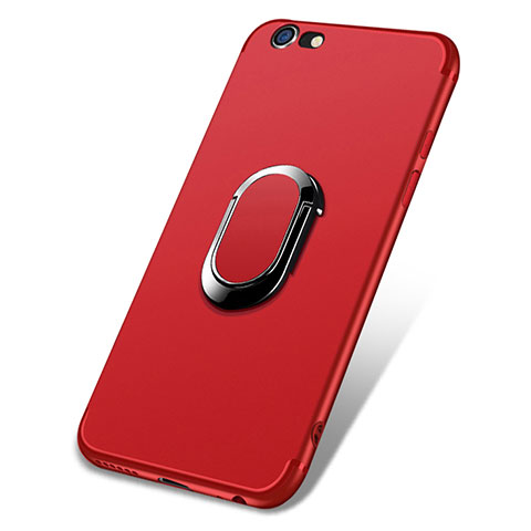 Custodia Silicone Ultra Sottile Morbida con Anello Supporto A03 per Apple iPhone 6 Rosso