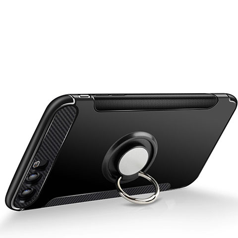 Custodia Silicone Ultra Sottile Morbida con Anello Supporto per Huawei Honor 9 Premium Nero