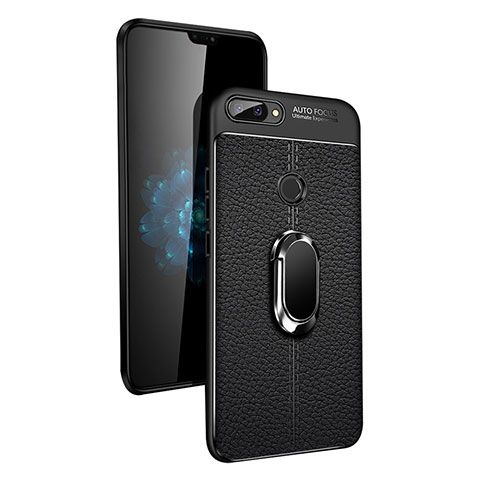 Custodia Silicone Ultra Sottile Morbida con Magnetico Anello Supporto per Xiaomi Mi 8 Lite Nero