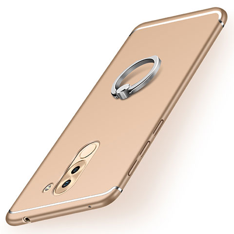 Custodia Silicone Ultra Sottile Morbida Cover con Anello Supporto per Huawei Honor 6X Pro Oro