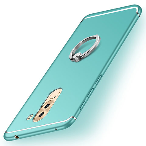 Custodia Silicone Ultra Sottile Morbida Cover con Anello Supporto per Huawei Honor 6X Verde