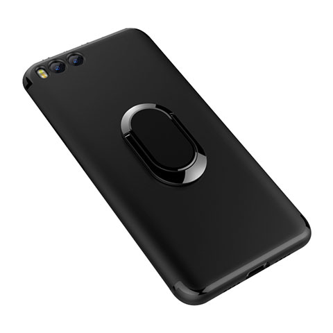 Custodia Silicone Ultra Sottile Morbida Cover con Anello Supporto per Xiaomi Mi 6 Nero