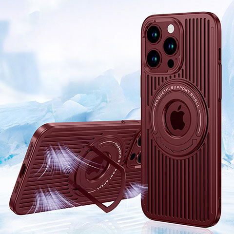 Custodia Silicone Ultra Sottile Morbida Cover con Mag-Safe Magnetic AC1 per Apple iPhone 15 Pro Rosso