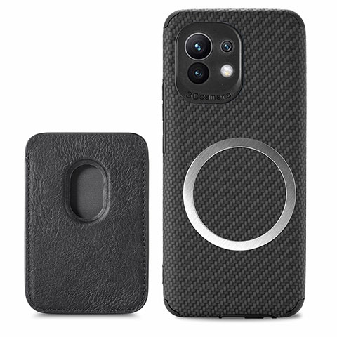 Custodia Silicone Ultra Sottile Morbida Cover con Magnetico A05 per Xiaomi Mi 11 Lite 4G Nero