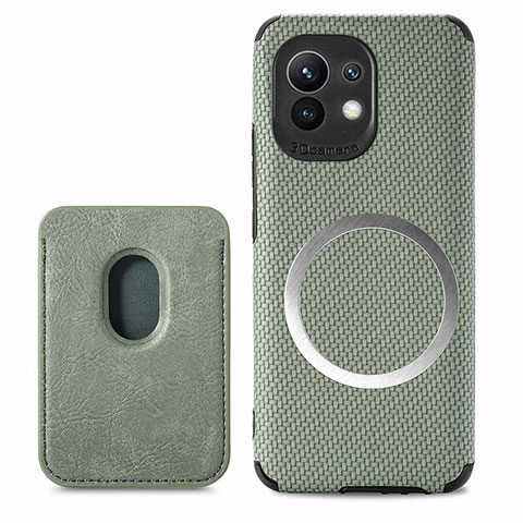 Custodia Silicone Ultra Sottile Morbida Cover con Magnetico A05 per Xiaomi Mi 11 Lite 5G Verde