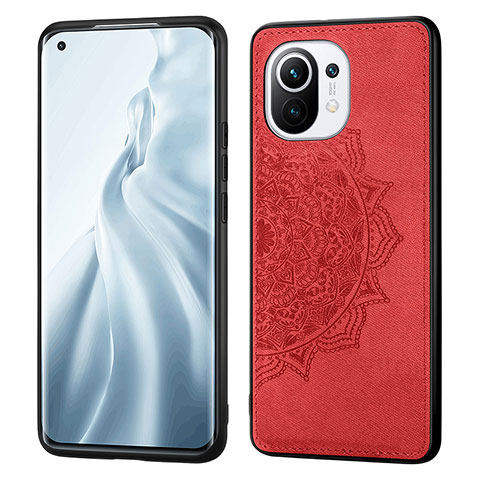 Custodia Silicone Ultra Sottile Morbida Cover con Magnetico A07 per Xiaomi Mi 11 Lite 4G Rosso