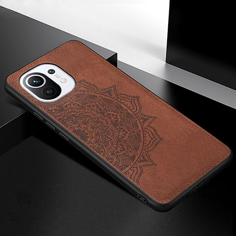 Custodia Silicone Ultra Sottile Morbida Cover con Magnetico A08 per Xiaomi Mi 11 5G Marrone