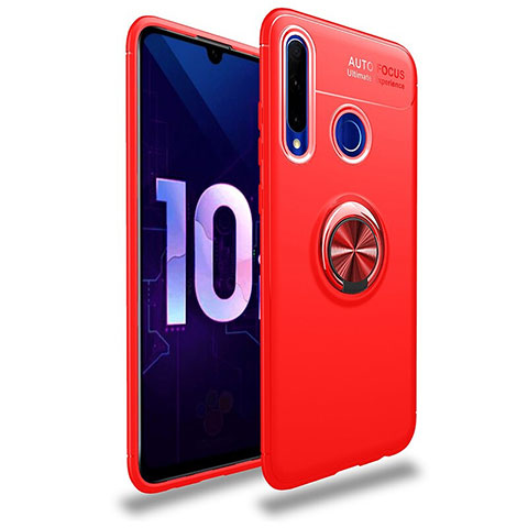 Custodia Silicone Ultra Sottile Morbida Cover con Magnetico Anello Supporto A01 per Huawei Honor 20 Lite Rosso