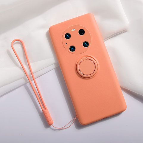 Custodia Silicone Ultra Sottile Morbida Cover con Magnetico Anello Supporto A01 per Huawei Mate 40E Pro 4G Arancione