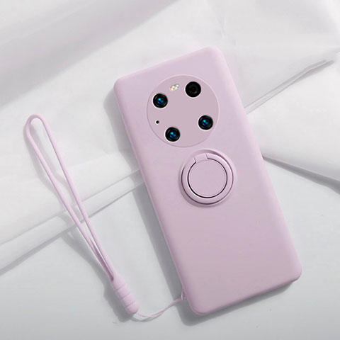 Custodia Silicone Ultra Sottile Morbida Cover con Magnetico Anello Supporto A01 per Huawei Mate 40E Pro 4G Lavanda