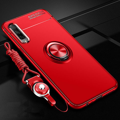 Custodia Silicone Ultra Sottile Morbida Cover con Magnetico Anello Supporto A01 per Huawei P Smart Pro (2019) Rosso