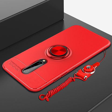 Custodia Silicone Ultra Sottile Morbida Cover con Magnetico Anello Supporto A01 per OnePlus 8 Rosso