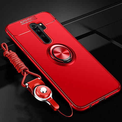 Custodia Silicone Ultra Sottile Morbida Cover con Magnetico Anello Supporto A01 per Oppo A11 Rosso