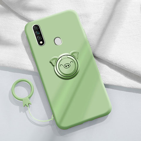 Custodia Silicone Ultra Sottile Morbida Cover con Magnetico Anello Supporto A01 per Oppo A31 Ciano