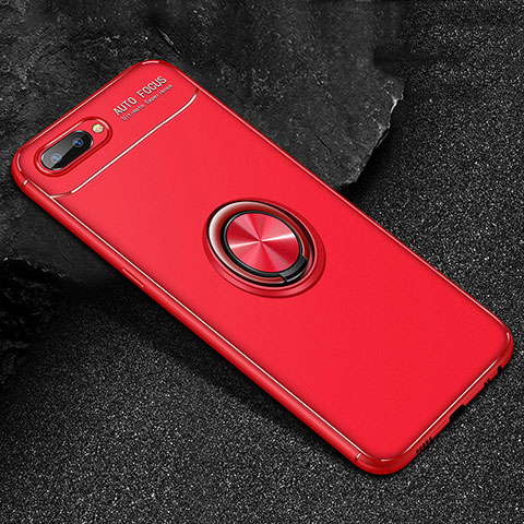 Custodia Silicone Ultra Sottile Morbida Cover con Magnetico Anello Supporto A01 per Oppo A5 Rosso