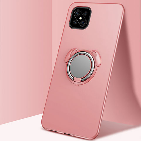 Custodia Silicone Ultra Sottile Morbida Cover con Magnetico Anello Supporto A01 per Oppo A92s 5G Oro Rosa