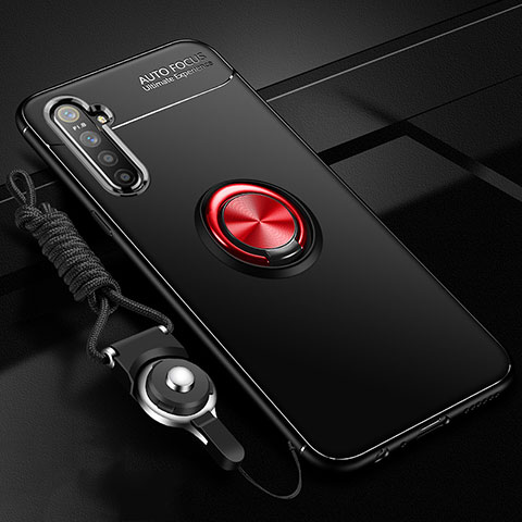 Custodia Silicone Ultra Sottile Morbida Cover con Magnetico Anello Supporto A01 per Oppo K5 Rosso e Nero