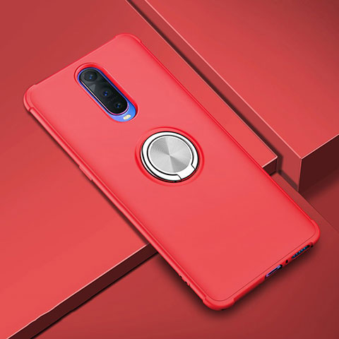 Custodia Silicone Ultra Sottile Morbida Cover con Magnetico Anello Supporto A01 per Oppo R17 Pro Rosso