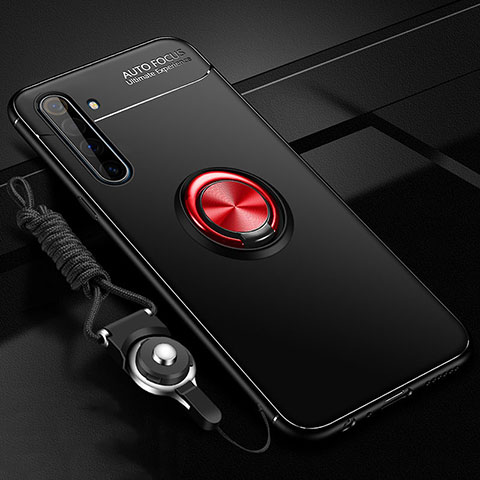 Custodia Silicone Ultra Sottile Morbida Cover con Magnetico Anello Supporto A01 per Realme X50 Pro 5G Rosso e Nero