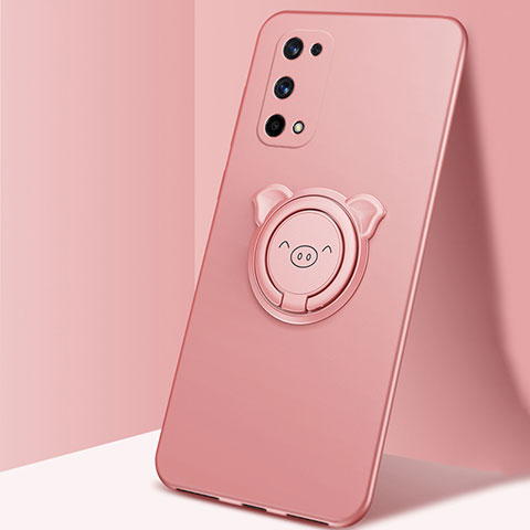 Custodia Silicone Ultra Sottile Morbida Cover con Magnetico Anello Supporto A01 per Realme X7 Pro 5G Oro Rosa